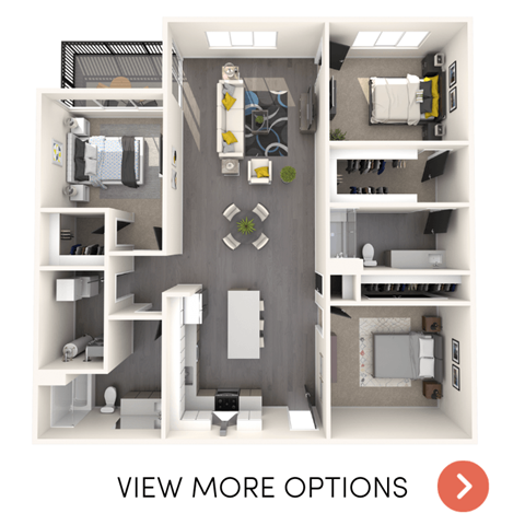 Floor plan for 3 beds, 2 baths, 1444 sqft